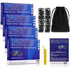4 Packs Magnetic Chess Game with Stones Magnetic Chess Game with Rocks Magnet Game with String Family Gatherings Board Games for Kids & Adults