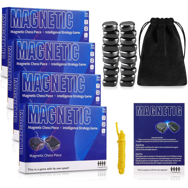 4 Packs Magnetic Chess Game with Stones Magnetic Chess Game with Rocks Magnet Game with String Family Gatherings Board Games for Kids & Adults