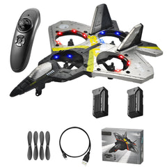 V17 Jet Fighter Stunt Rc Plane for Kids 2.4GHz Foam Remote Control Rc Airplane with 2 Batteries 360° Drop-Resistant Stunt Spin Remote & Light RC Airplane for 3 4 5 6 7 8 Years Old Kids