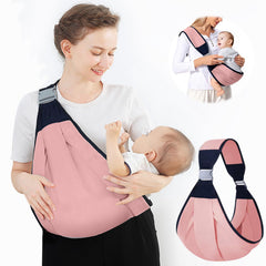 Baby Sling Carrier Adjustable Baby Holder Carrier Baby Half Wrapped Sling Hip Carrier One Shoulder Labor-Saving Cloth Fabric Lightweight Baby Carrier for Newborn to Toddler Up to 45 lbs (Pink)